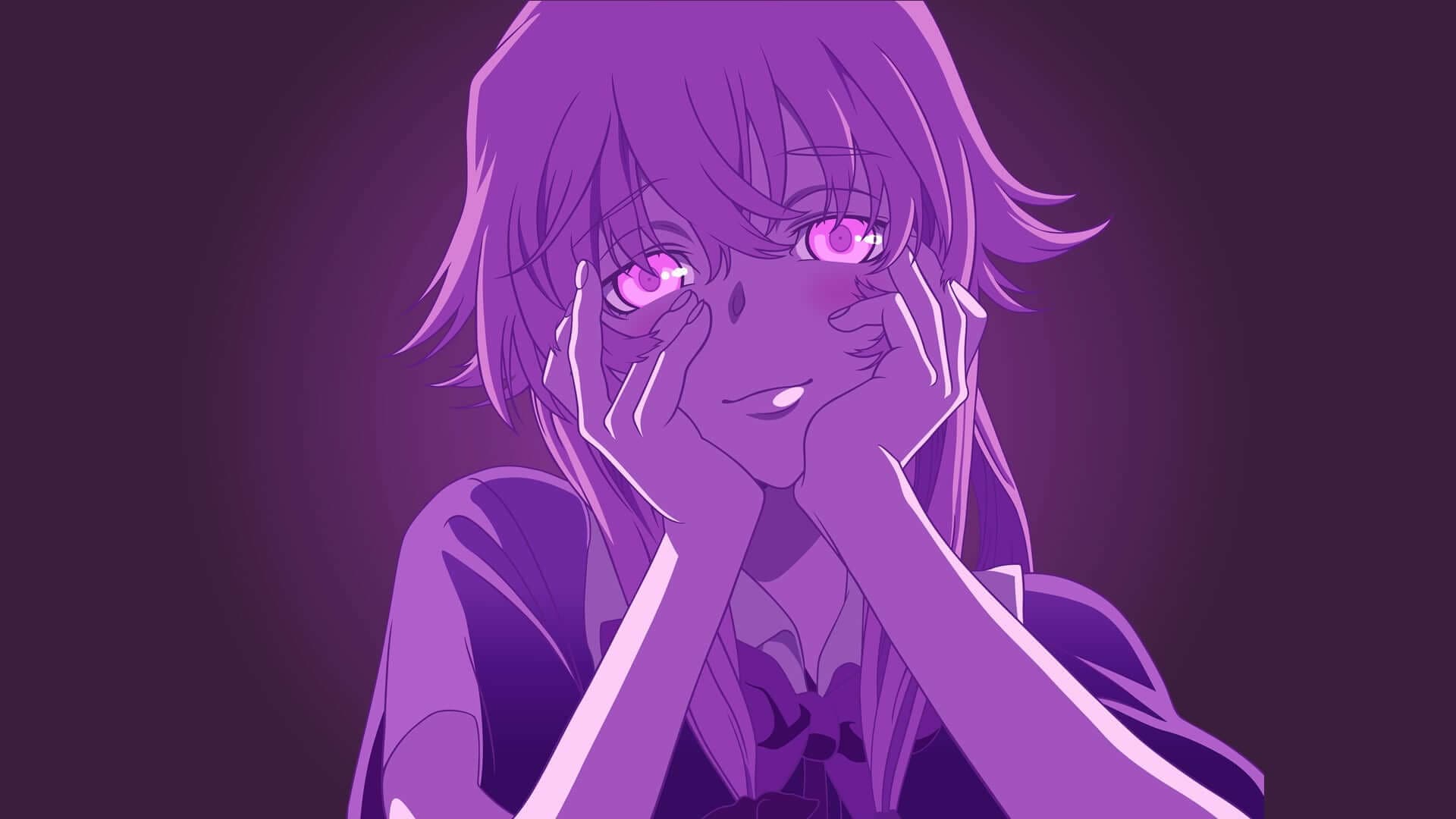 Mirai Nikki Character Yuno Gasai Staring with Evil Eyes