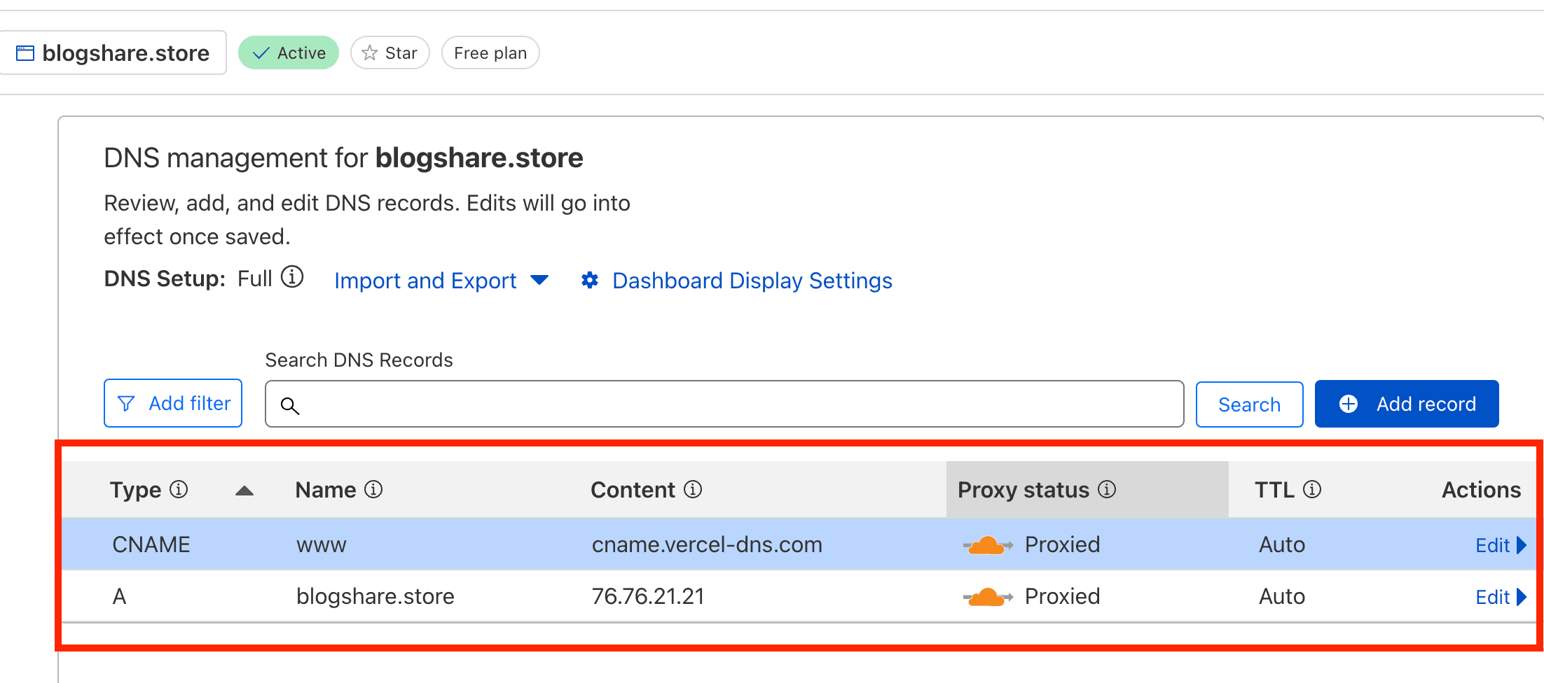 add DNS configuration on cloudflare setup DNS records, lighthouse optimisation