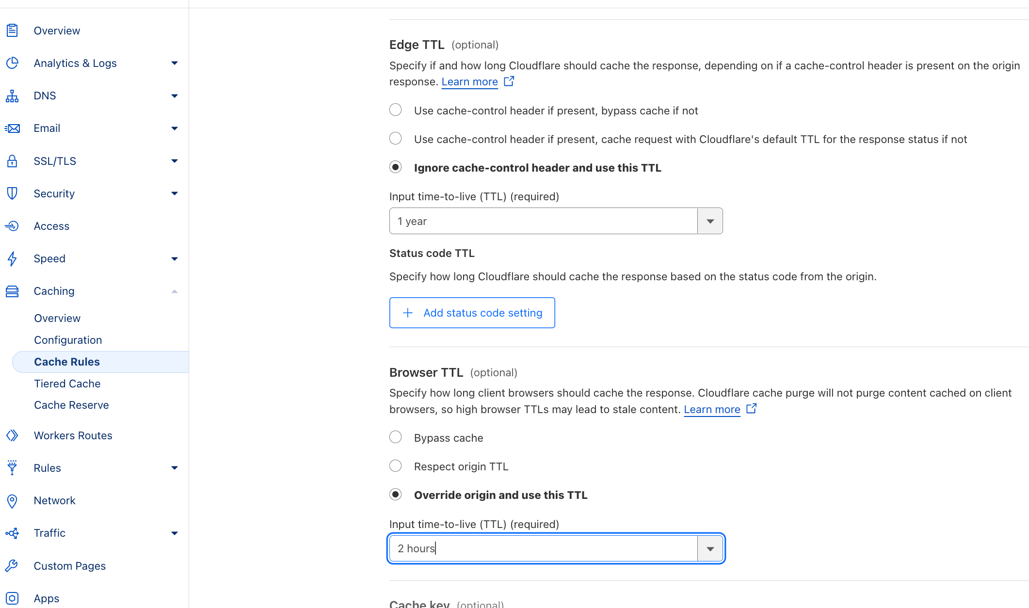 create cache rules on cloudflare add caching configuration, lighthouse optimisation