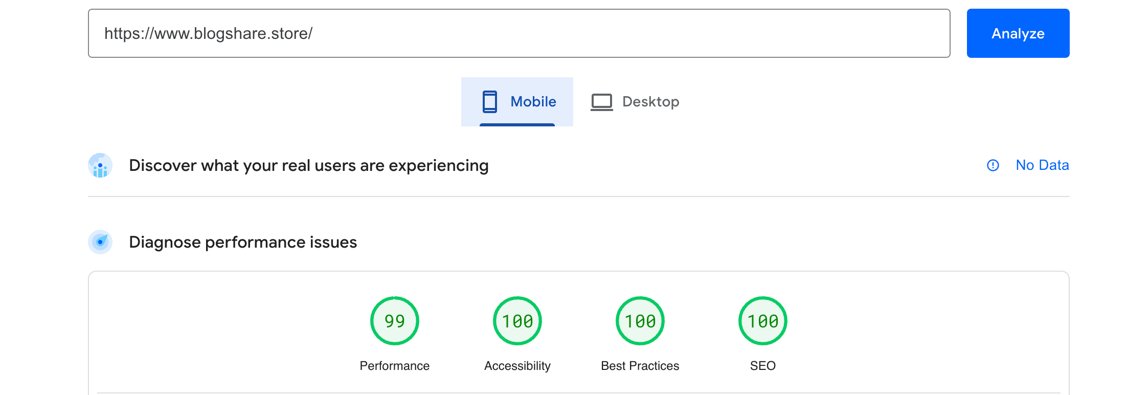 check mobile lighthouse score, lighthouse optimisation