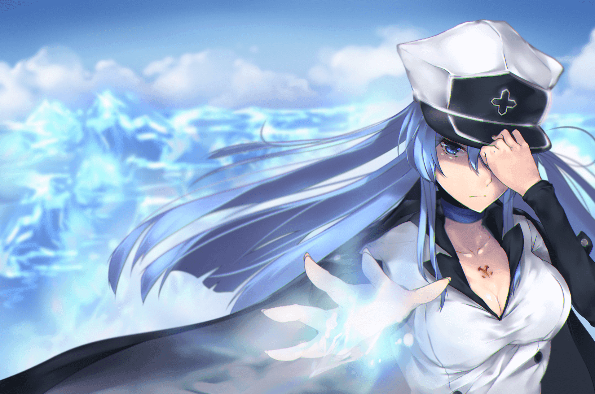 Esdeath Blue Haired Showing Freezing Power